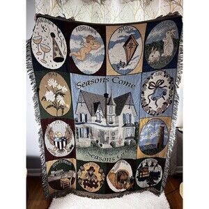 Seasons Come Seasons Go Throw Blanket 12 Month All Seasons 47×65 (52×69 frill)